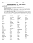 Biology Spring Semester Final Review Guide 2011