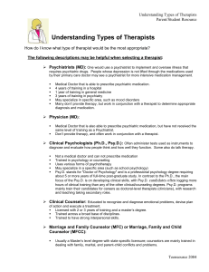 Understanding Types of Therapists