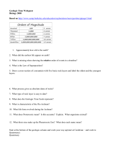 Geologic Time Webquest - Peoria Public Schools