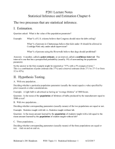 Psychology 2010 Lecture 10 Notes: Hypothesis Testing Ch 6