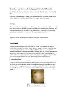 Urachaladenocarcinoma with multiple gastrointestinal fistulization