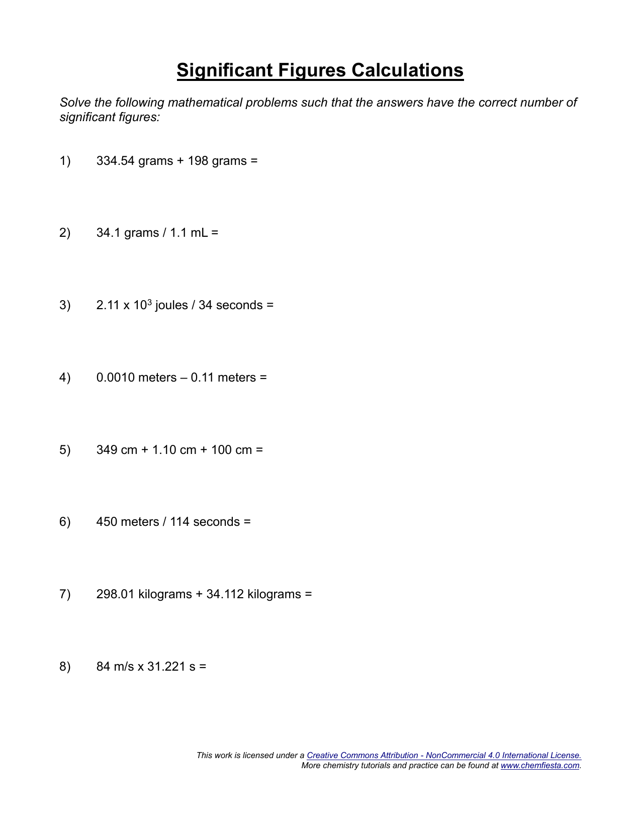 Significant Figures Calculations Worksheet Inside Sig Figs Worksheet With Answers