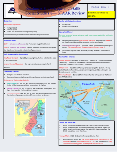 Readiness Knowledge and Skills Social Studies 8— STAAR Review