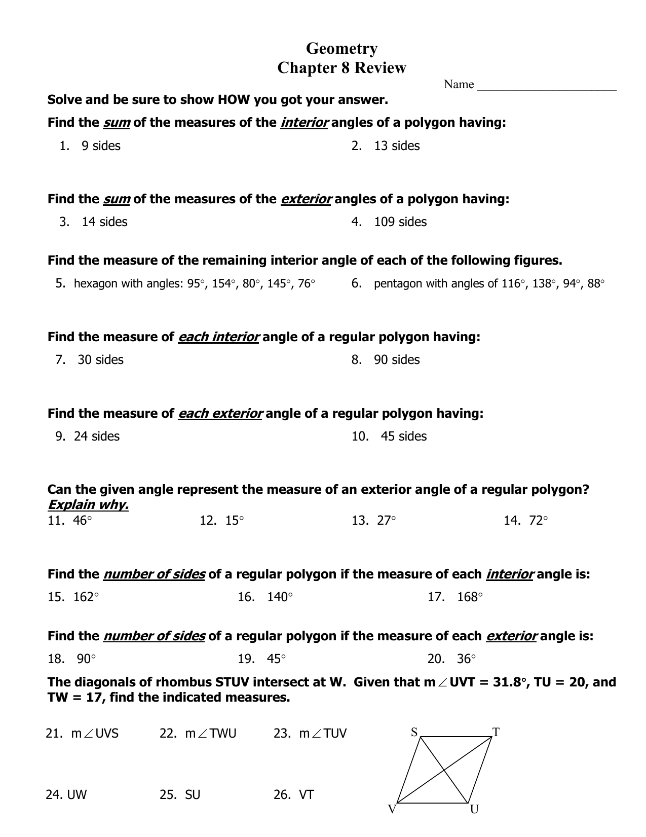 Find The Number Of Sides Of A Regular Polygon If The Measure Of Each