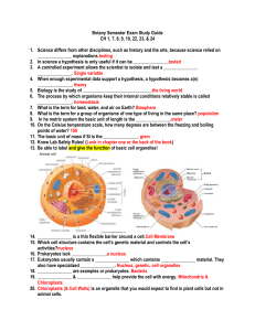 Botany 1st Semester Exam Study Guide ANSWERS