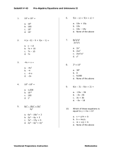 Pre-Algrebra/Algebra – Equations and Unknowns