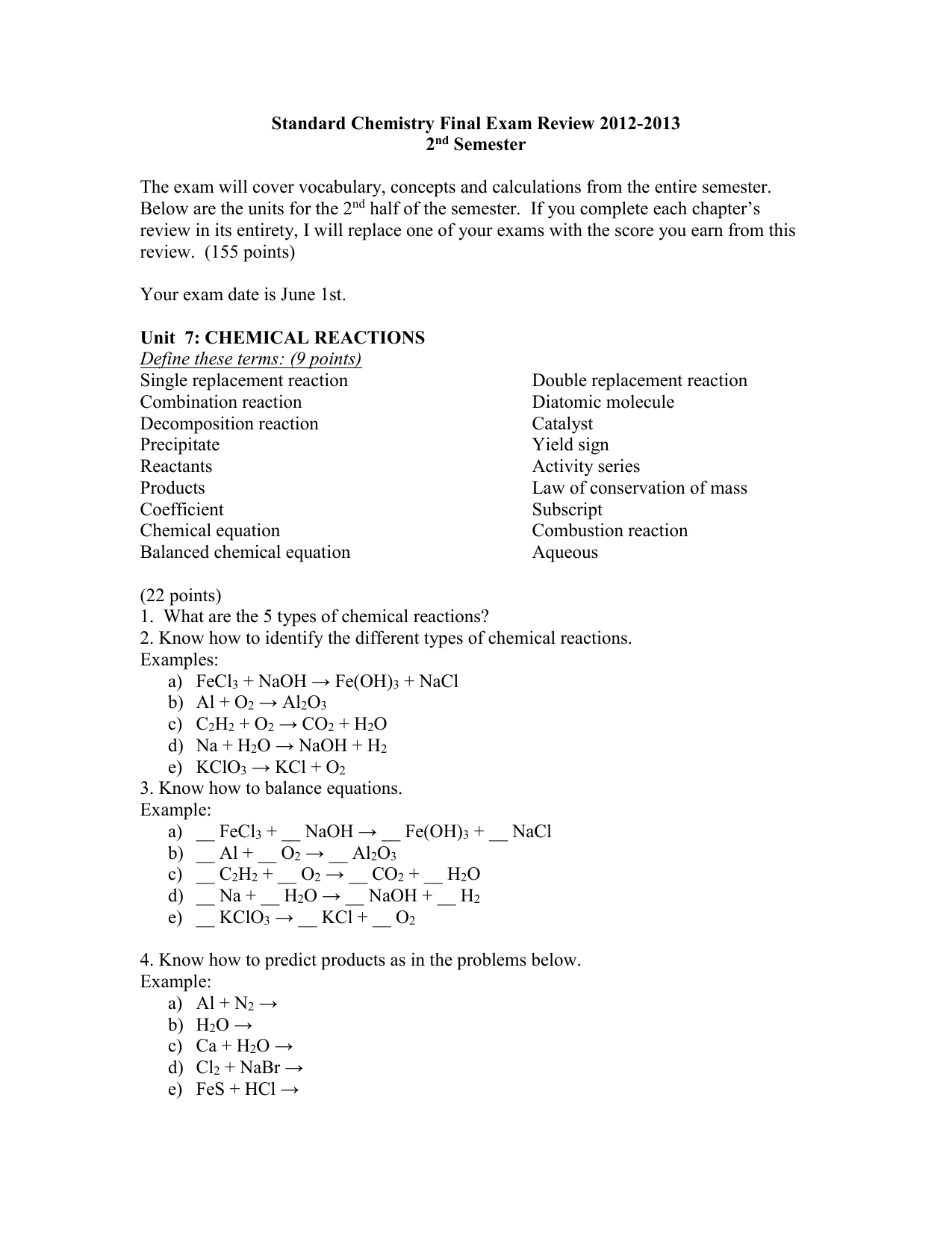 chemistry 1st semester review chemistry 1st semester review