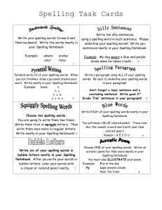 Spelling Task Card Activities