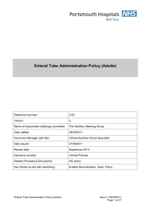 Enteral Tube Administration Policy Adults