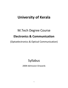 Kerala University Optoelectronics Optical Communication