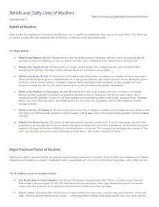 Basic Beliefs and Practices of Islam Sheet