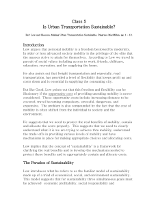 Is Urban Transportation Sustainable