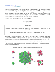 Types of Reactions and Solution Chemistry