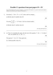 C1 Questions From Past Papers