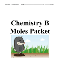 CHEMISTRY B- MOLES PACKET NAME: HR: ______ PAGE 1