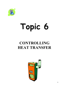 Topic 6 CONTROLLING HEAT TRANSFER In this chapter you will