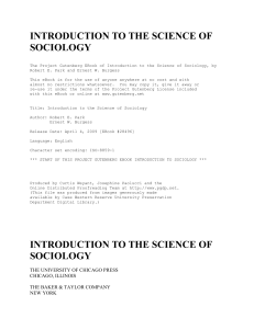 introduction to the science of sociology