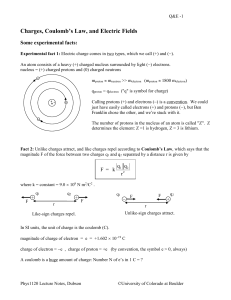 Charges and Electric Fields - University of Colorado Boulder