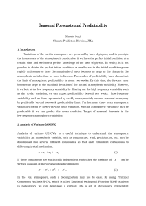 Seasonal Forecasts and Predictability