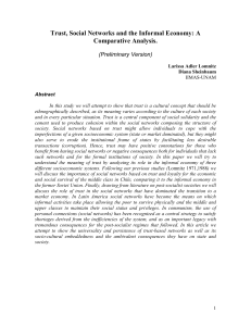 Trust, Social Networks and the Informal Economy: A Comparative