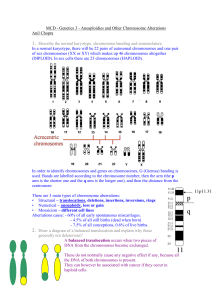 Genetics 3 – Aneuploidies and Other Chromosome
