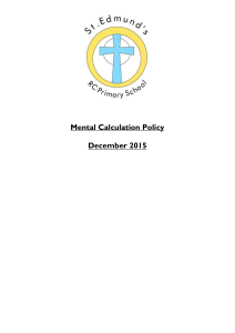 Mental Calculation Methods - St Edmund`s RC Primary School
