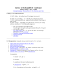 Outline for Cell structure and membranes