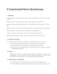 II: Experimental Atomic Spectroscopy