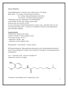 Amino Alkaloids *phenylalkylamine= aromatic ring +alkyl chain +( N