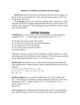 Summary of Addition and Subtraction Basic Fact Strategies