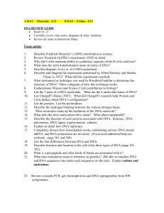 DNA REVIEW SHEET (answer in COMPLETE sentences on another