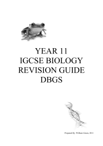 YEAR 11 IGCSE BIOLOGY REVISION GUIDE DBGS 1 Cells and