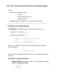 Numerical Summary Measures of Variability for Data