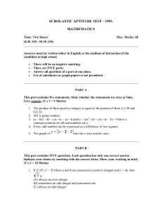 scholastic aptitude test - 1995