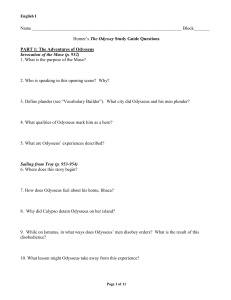 Homer`s The Odyssey Study Guide Questions