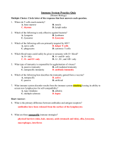 Immune System Quiz