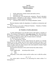 Unit XI Laboratory work № 11 Physical chemistry Questions: Surface