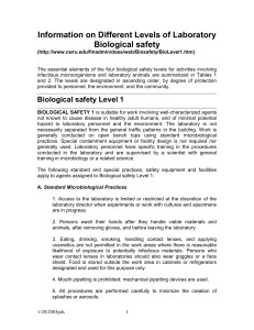 Laboratory Biosafety Level Criteria