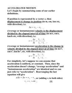 Notes on Accelerated Motion and Newton`s Laws