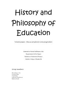History and Philosophy of Education Tutorial paper – Discuss