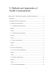 Study Session 9 Methods and Approaches of Health Communication