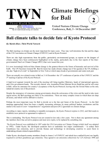 Bali climate talks to decide fate of Kyoto Protocol by Martin Khor