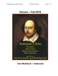 Shakespeare`s Four Roman Plays Fall Semester 2016 Page 1 of
