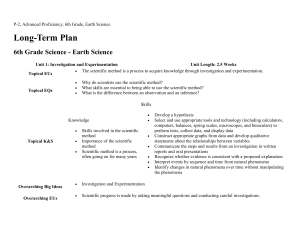 P-2, Advanced Proficiency, 6th Grade, Earth Science