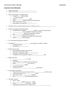 Chapter 11 The Civil War Guided Notes