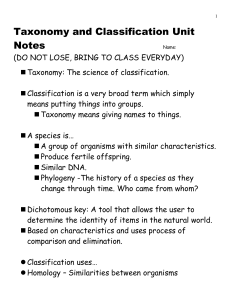 Taxonomy Notes - Warren County Schools