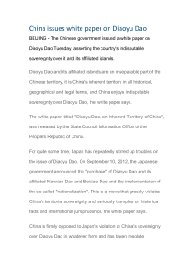China issues white paper on Diaoyu Dao BEIJING