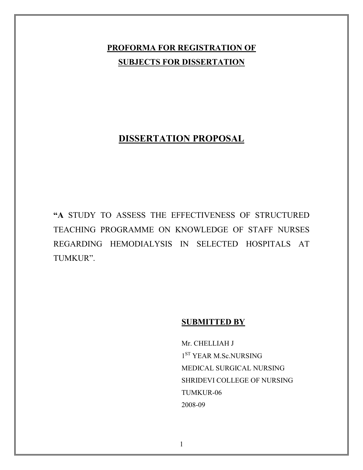 Dissertation proforma