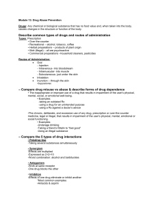 Module 13: Drug Abuse Prevention Drugs: Any chemical or