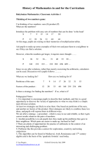 Babylonian Mathematics: Classroom Activities 1